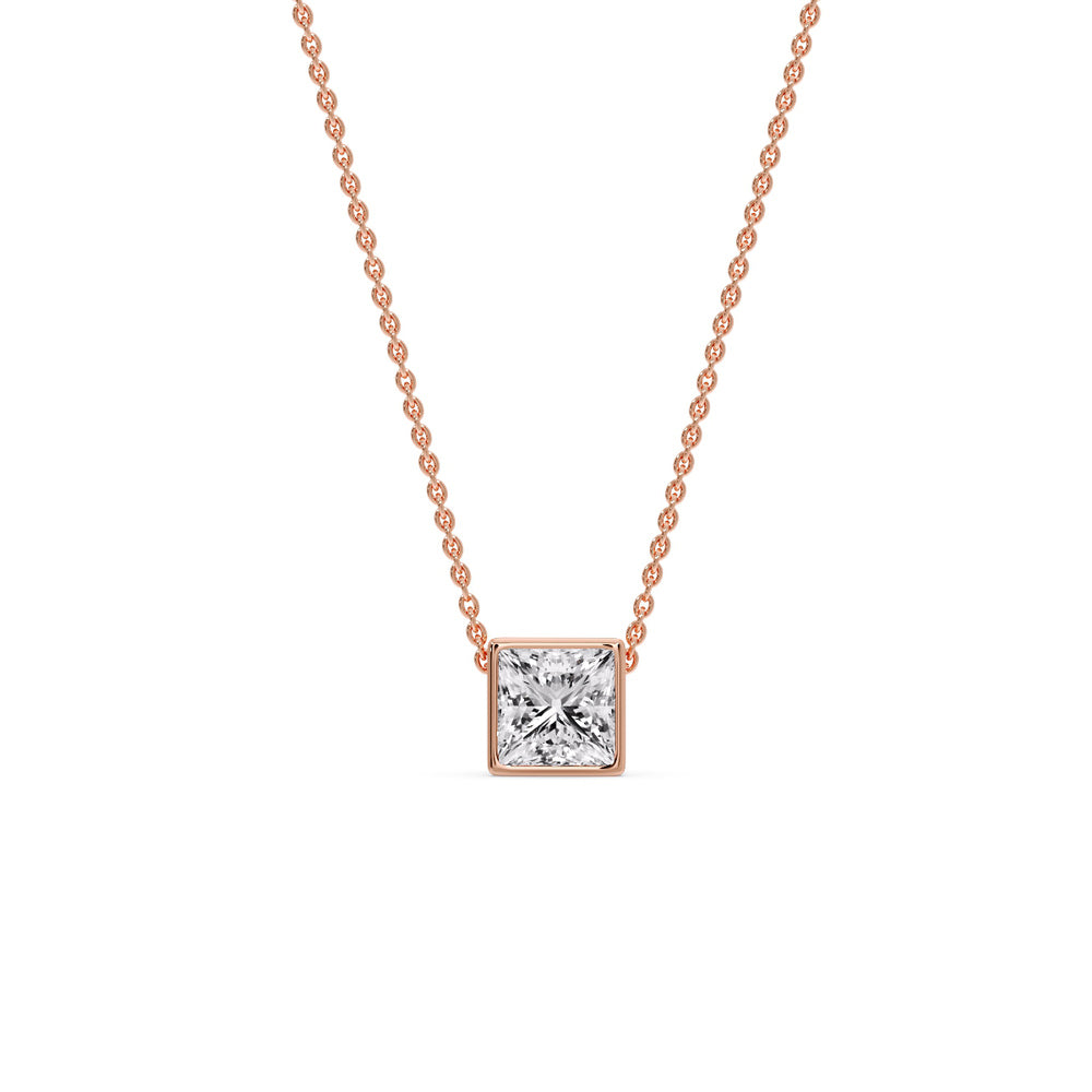 Princess Diamond Bezel Set Solitaire Pendant