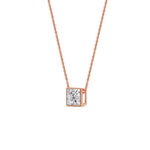 Load image into Gallery viewer, Princess Diamond Bezel Set Solitaire Pendant
