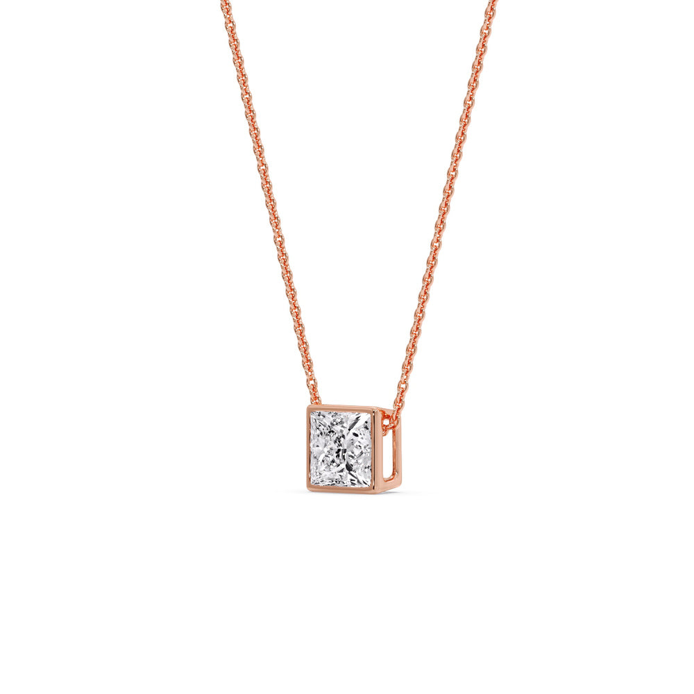 Princess Diamond Bezel Set Solitaire Pendant