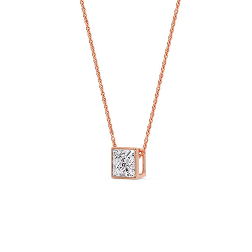 Princess Diamond Bezel Set Solitaire Pendant