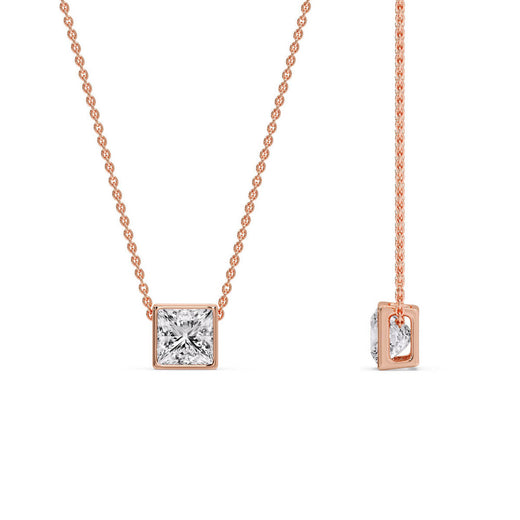 Princess Diamond Bezel Set Solitaire Pendant