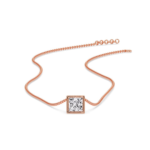 Princess Diamond Bezel Set Solitaire Pendant