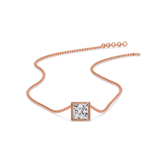 Princess Diamond Bezel Set Solitaire Pendant