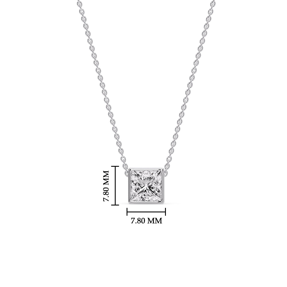 Princess Diamond Bezel Set Solitaire Pendant