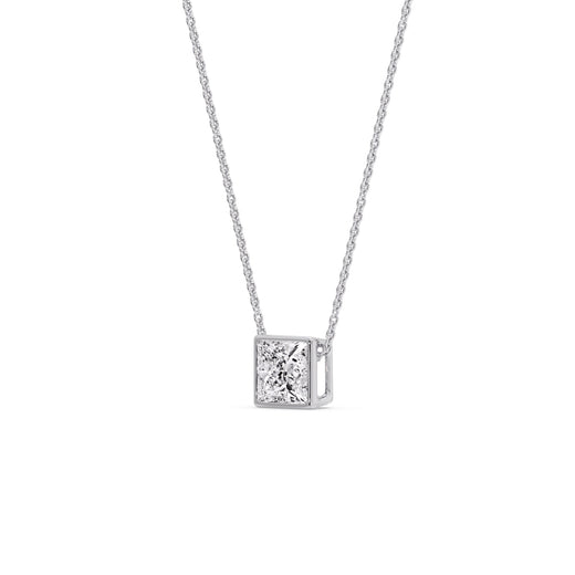 Princess Diamond Bezel Set Solitaire Pendant