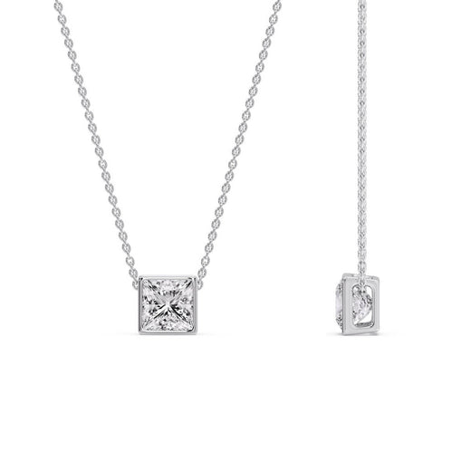 Princess Diamond Bezel Set Solitaire Pendant