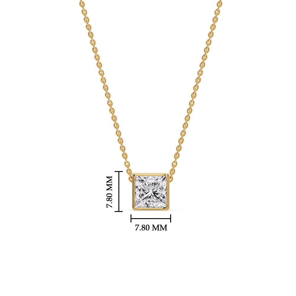 Princess Diamond Bezel Set Solitaire Pendant