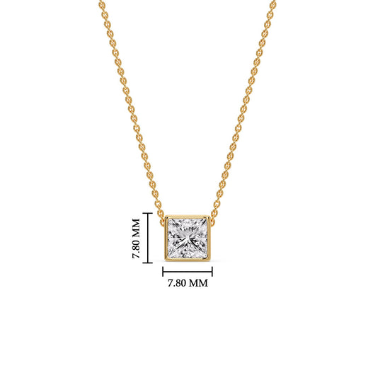 Princess Diamond Bezel Set Solitaire Pendant