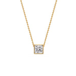 Load image into Gallery viewer, Princess Diamond Bezel Set Solitaire Pendant
