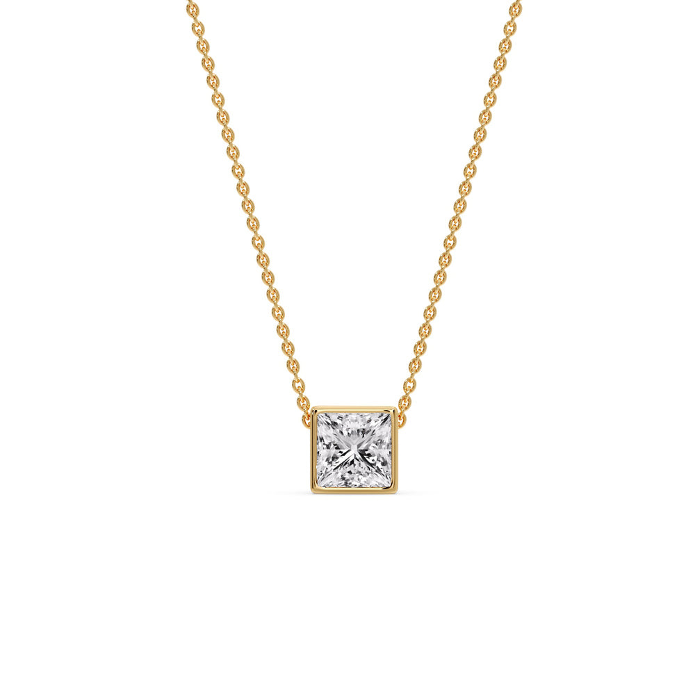 Princess Diamond Bezel Set Solitaire Pendant