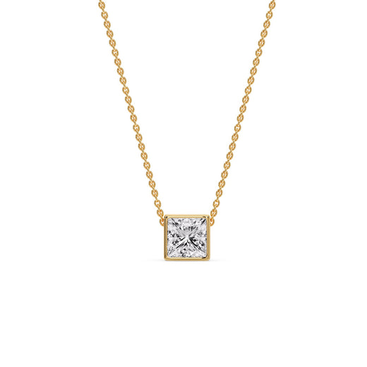 Princess Diamond Bezel Set Solitaire Pendant