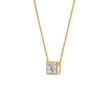 Load image into Gallery viewer, Princess Diamond Bezel Set Solitaire Pendant
