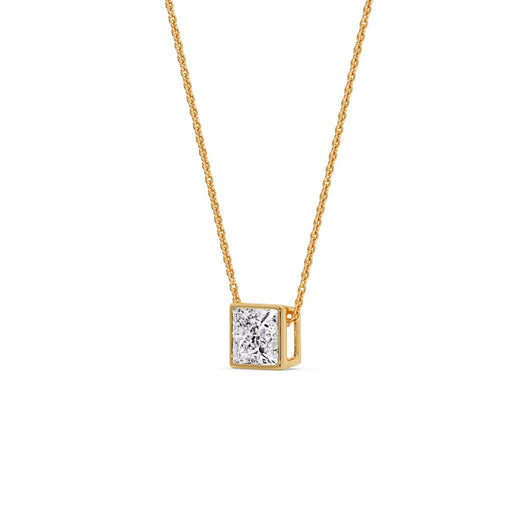 Princess Diamond Bezel Set Solitaire Pendant