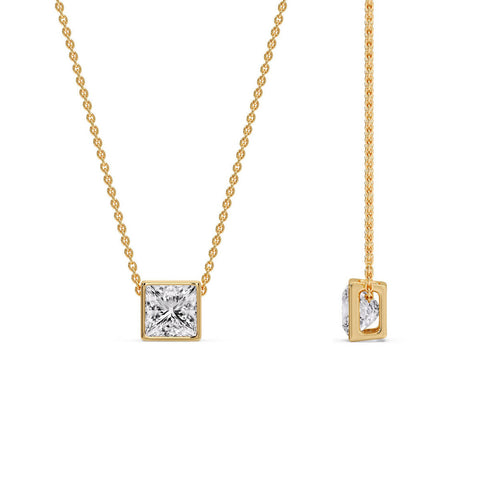 Princess Diamond Bezel Set Solitaire Pendant