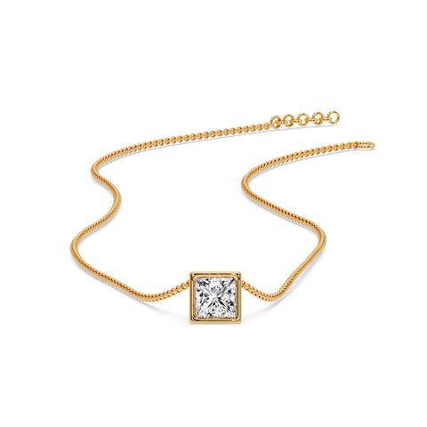Princess Diamond Bezel Set Solitaire Pendant