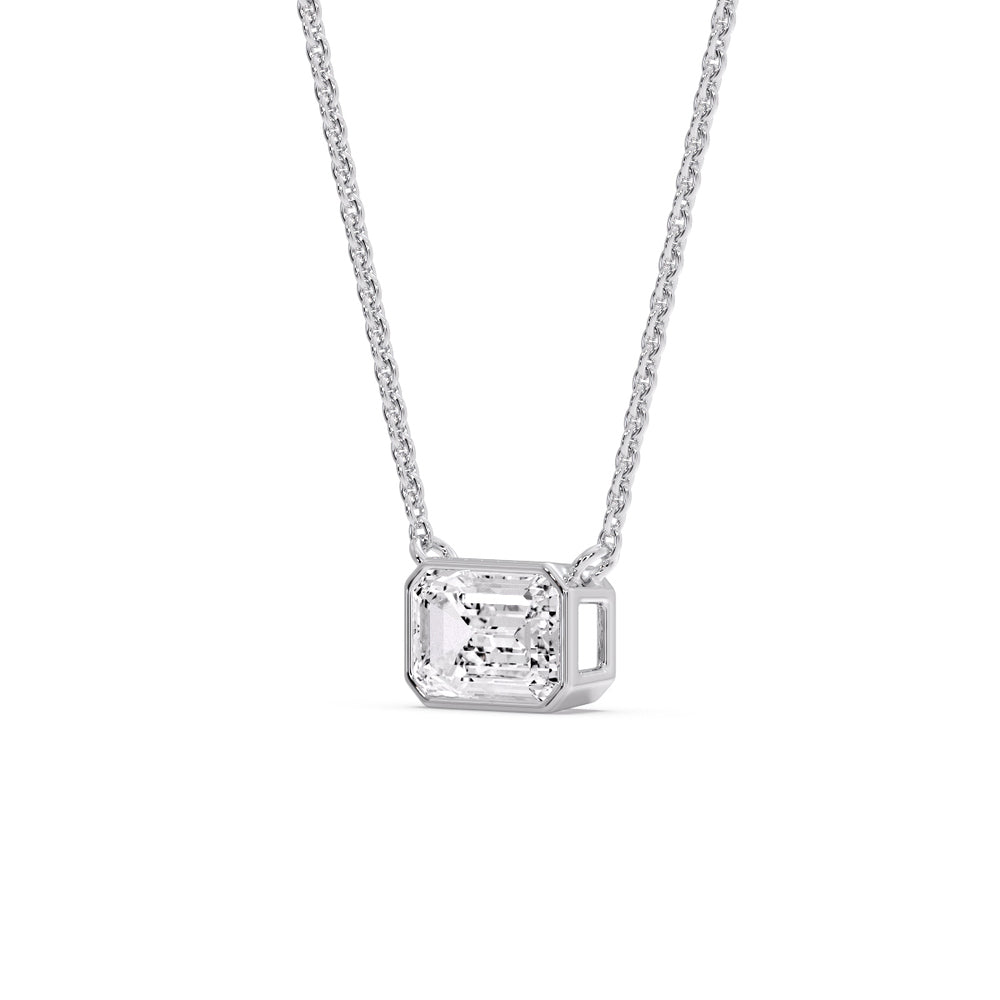Emerald Diamond Bezel Set Solitaire Pendant