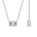 Load image into Gallery viewer, Emerald Diamond Bezel Set Solitaire Pendant
