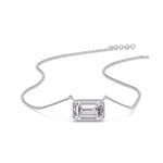 Load image into Gallery viewer, Emerald Diamond Bezel Set Solitaire Pendant
