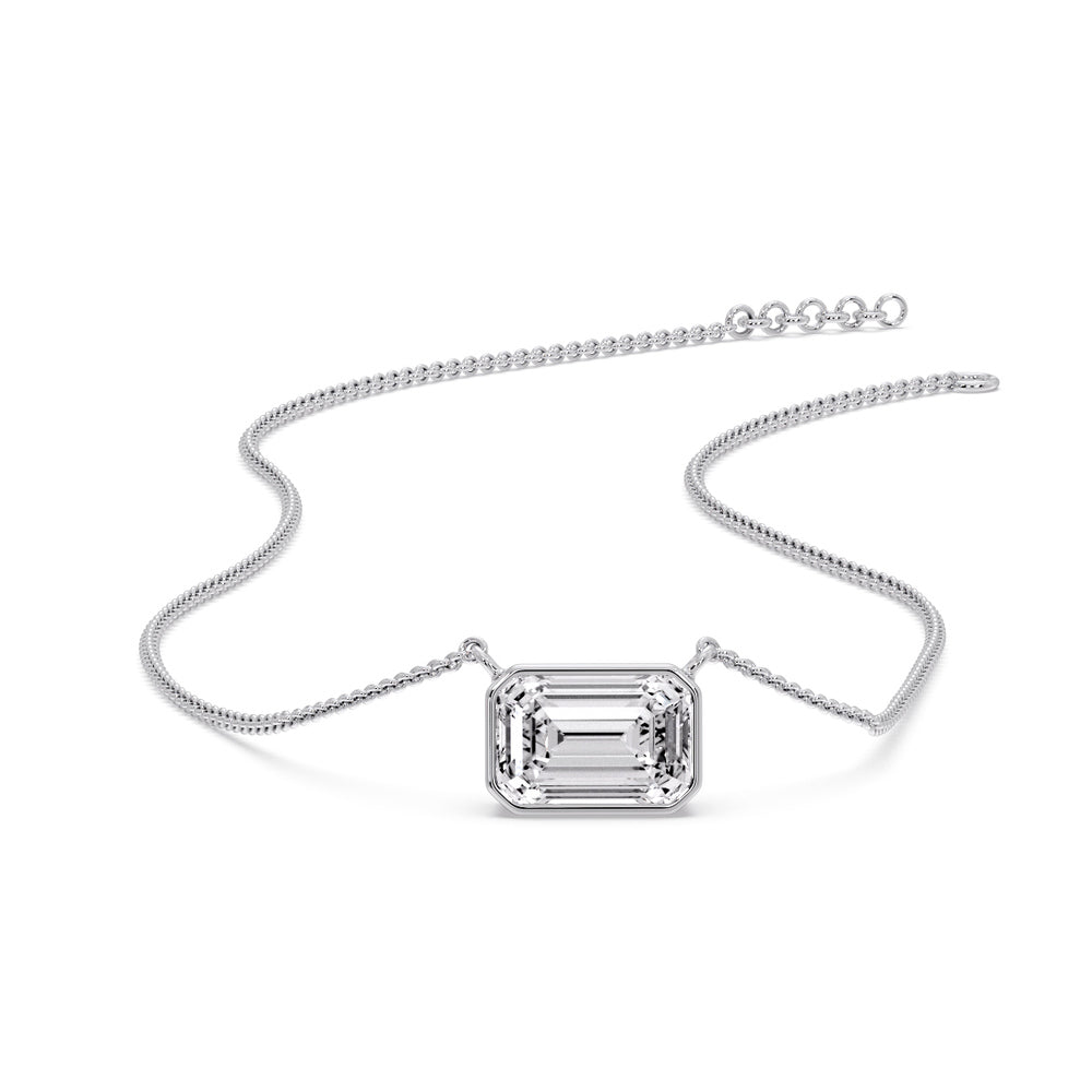 Emerald Diamond Bezel Set Solitaire Pendant