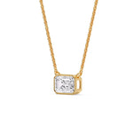 Load image into Gallery viewer, Emerald Diamond Bezel Set Solitaire Pendant
