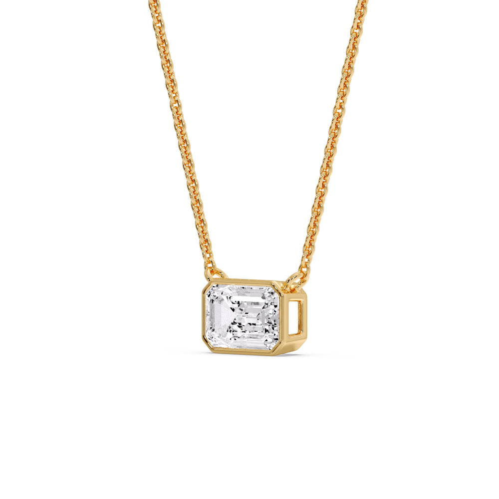 Emerald Diamond Bezel Set Solitaire Pendant