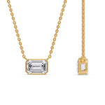 Load image into Gallery viewer, Emerald Diamond Bezel Set Solitaire Pendant
