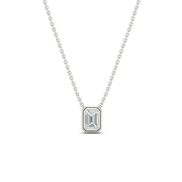 Minimalist Emerald Bezel Set Solitaire Necklace