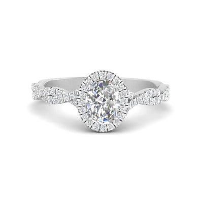 Oval Shaped Pavé Twist Engagement Ring