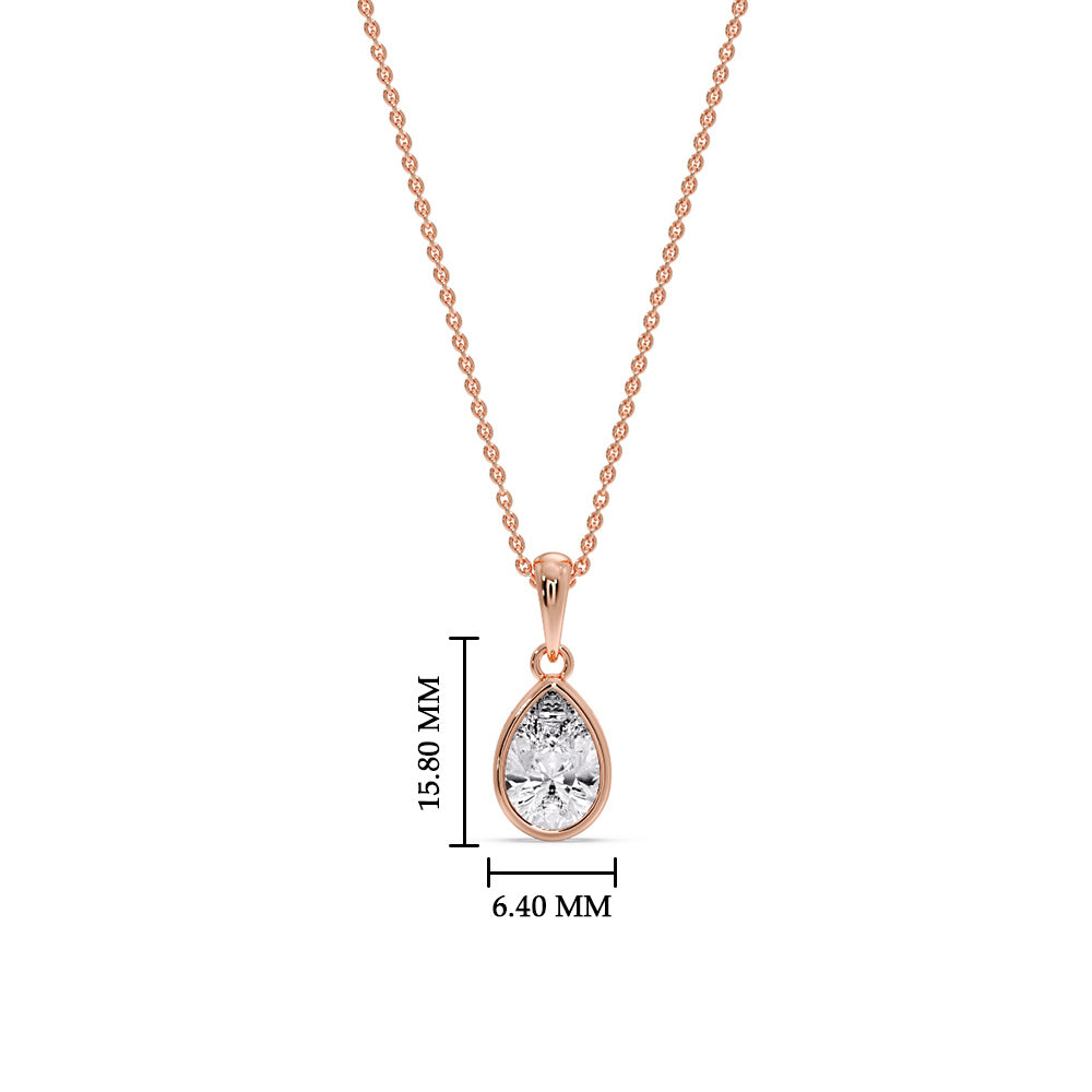 Bezel Pear Water Drop Solitaire Pendant