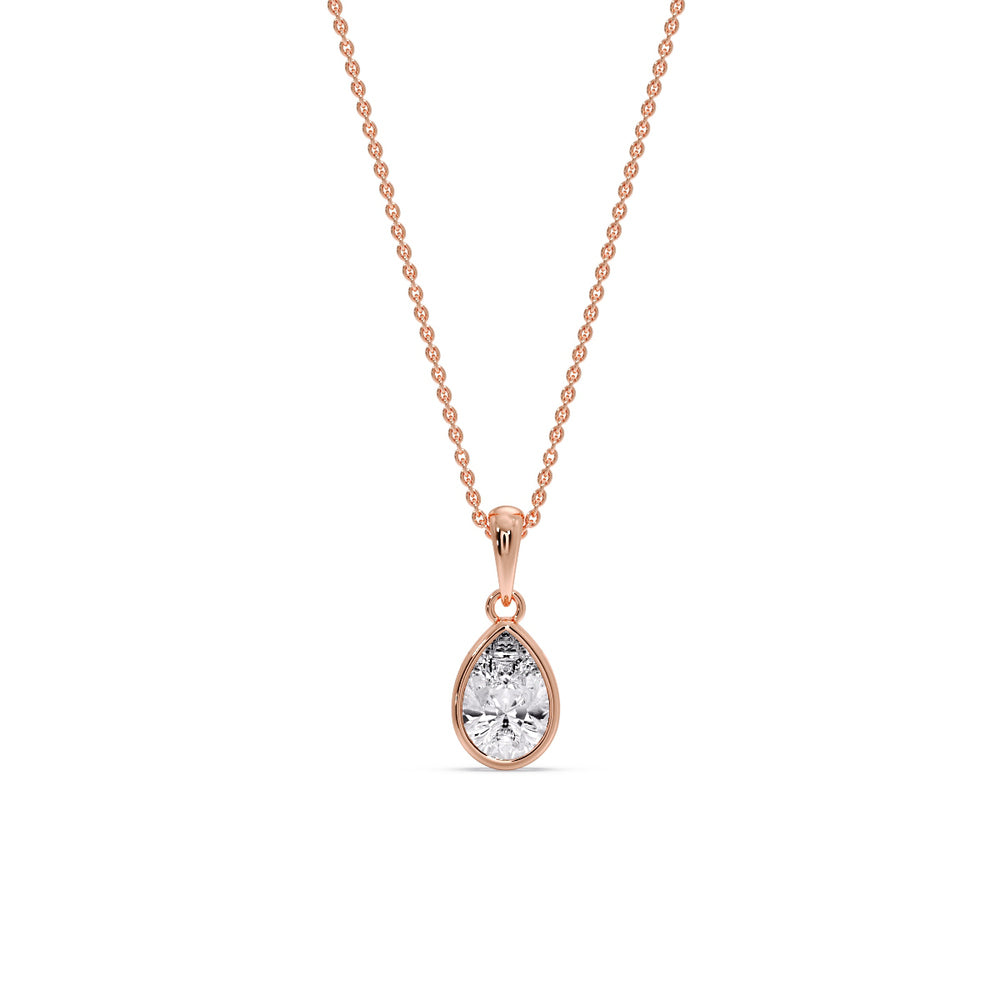 Bezel Pear Water Drop Solitaire Pendant