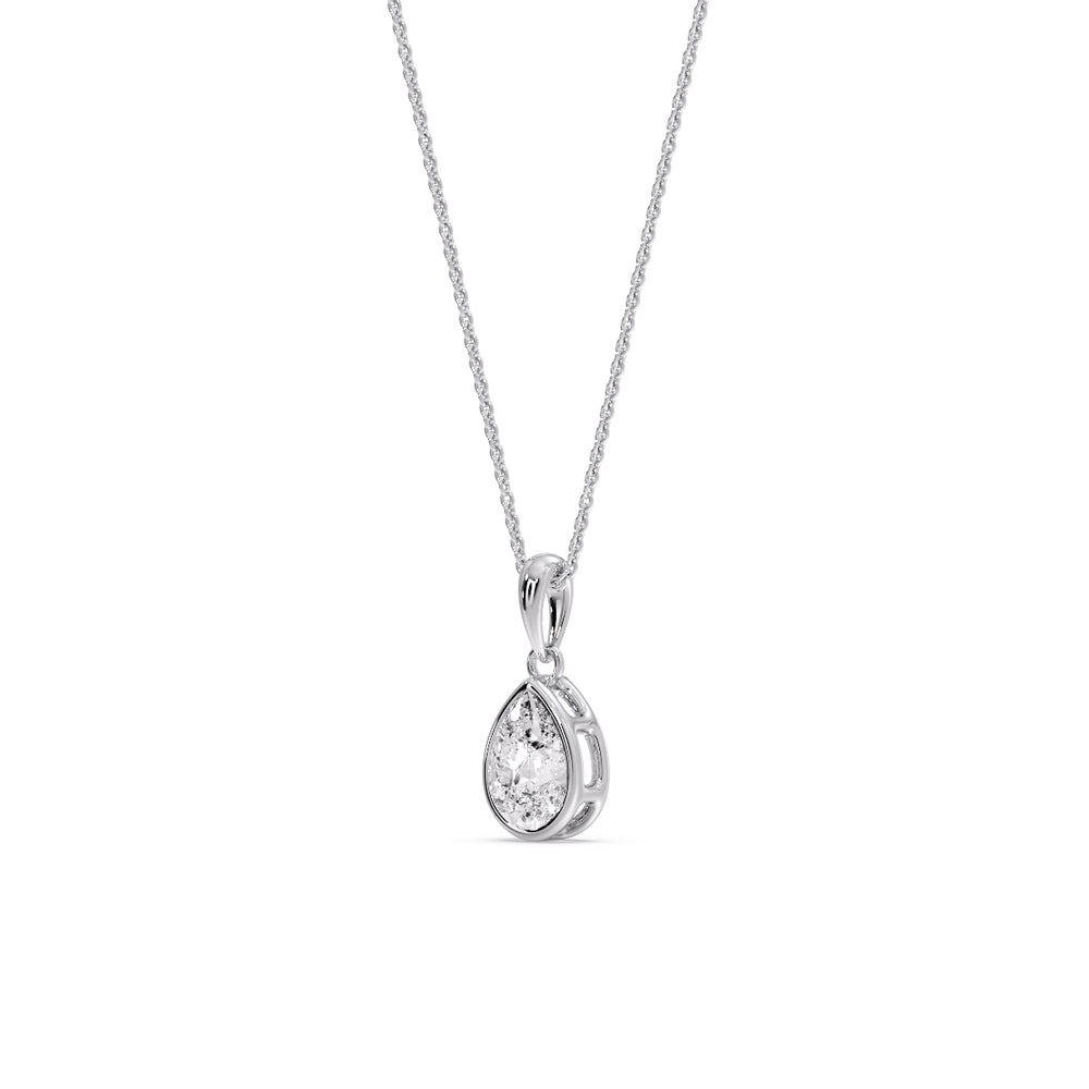Bezel Pear Water Drop Solitaire Pendant
