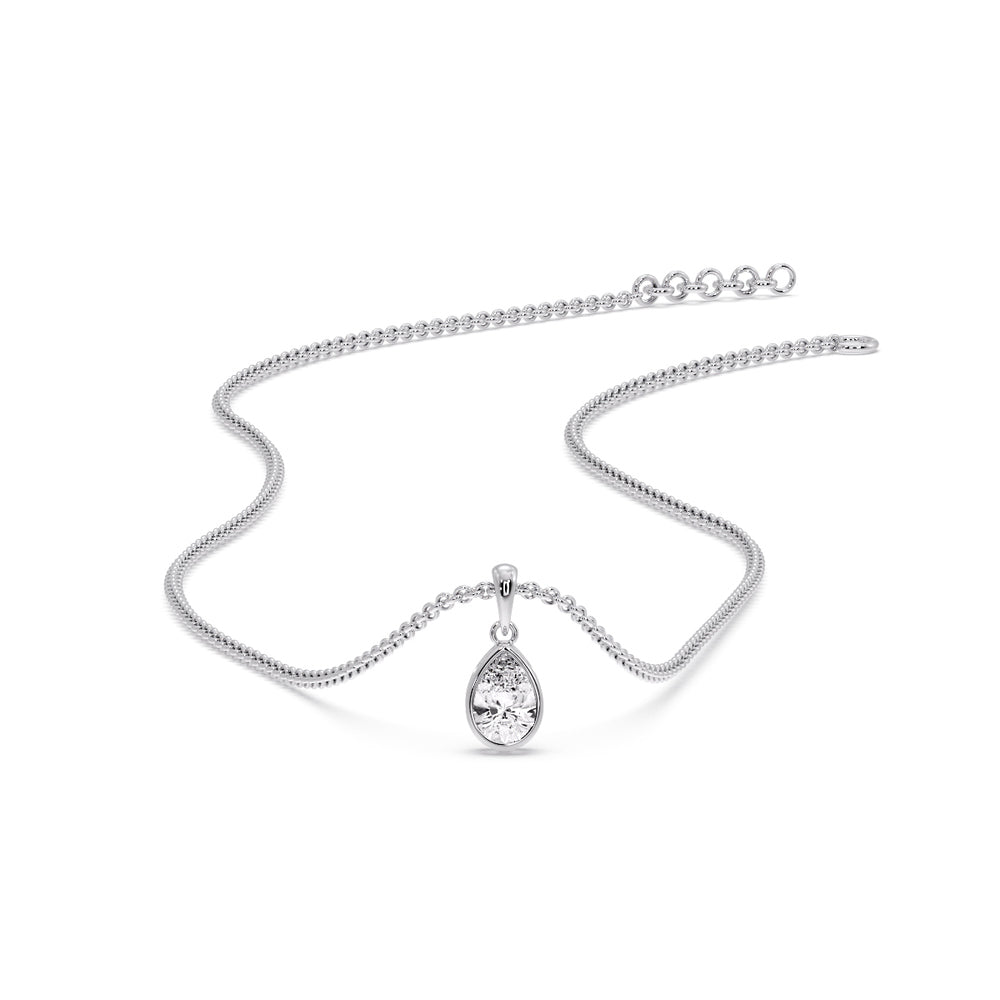 Bezel Pear Water Drop Solitaire Pendant