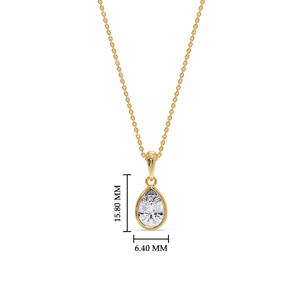 Bezel Pear Water Drop Solitaire Pendant