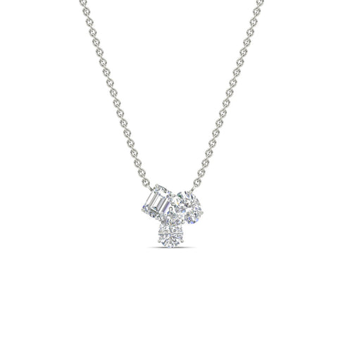 Mixed Shape Three Stone Diamond Pendant Necklace