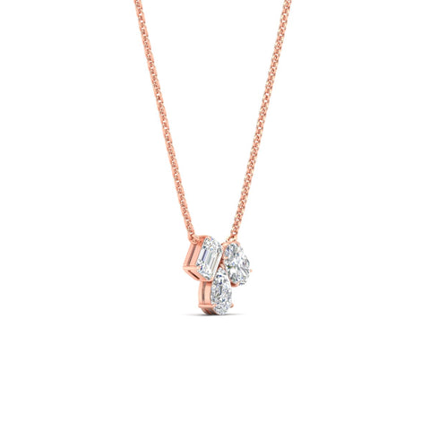Mixed Shape Three Stone Diamond Pendant Necklace