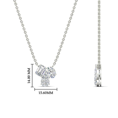 Mixed Shape Three Stone Diamond Pendant Necklace