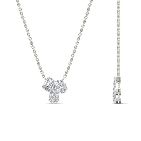 Mixed Shape Three Stone Diamond Pendant Necklace