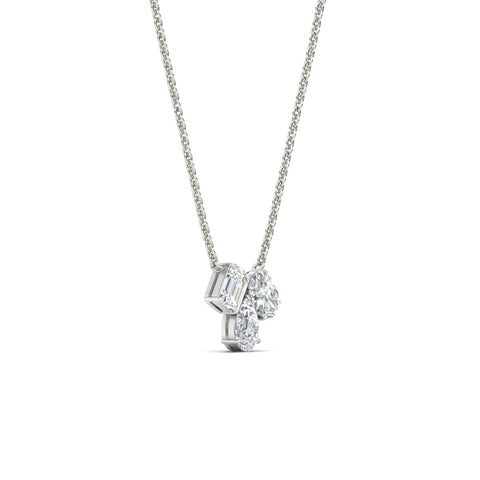 Mixed Shape Three Stone Diamond Pendant Necklace