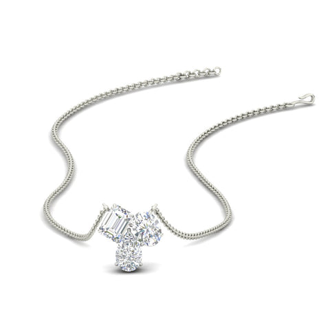 Mixed Shape Three Stone Diamond Pendant Necklace