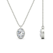 Bezel Oval Cut Solitaire Diamond Pendant Necklace