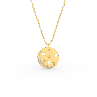Moon And Stars Disc Pendant