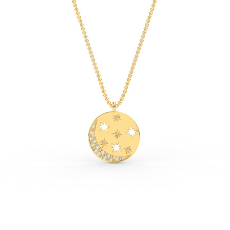 Moon And Stars Disc Pendant