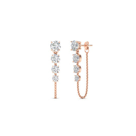 Multi Stone Chain Stud Earrings
