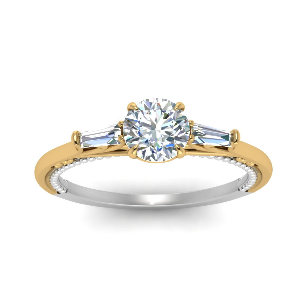 Multi Gold 3 Stone Baguette Ring