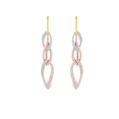 Multigold Diamond Interloop Drop Earring