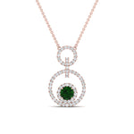 Load image into Gallery viewer, multi-ring-interlocked-diamond-pendant-with-emerald-in-rose-gold-FDPD10699-GEMGR-ANGLE1-NL-RG.jpg?v=1759230334
