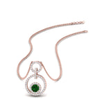 Load image into Gallery viewer, multi-ring-interlocked-diamond-pendant-with-emerald-in-rose-gold-FDPD10699-GEMGR-NL-RG.jpg?v=1759230334
