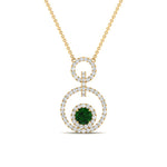 Load image into Gallery viewer, multi-ring-interlocked-diamond-pendant-with-emerald-in-yellow-gold-FDPD10699-GEMGR-ANGLE1-NL-YG.jpg?v=1759230335
