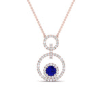 Load image into Gallery viewer, multi-ring-interlocked-diamond-pendant-with-sapphire-in-rose-gold-FDPD10699-GSABL-ANGLE1-NL-RG.jpg?v=1759230334
