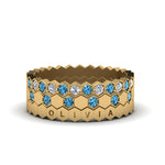 Load image into Gallery viewer, multi-stack-hexagon-diamond-eternity-band-with-blue-topaz-in-yellow-gold-FD9187GICBLTOANGLE5-NL-YG.jpg
